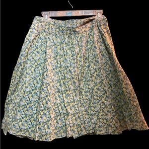 Talbots Lined ditsy floral Skater Skirt Women's Sz 8P Flowy yellow green